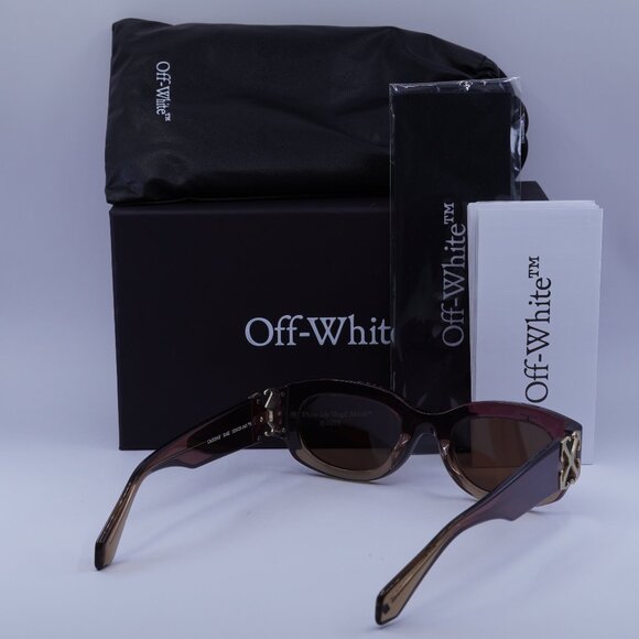 Off-White OERI14E PALMER 316E Sunglasses Burgundy/Nude Oval Frame, Brown Lenses - Picture 11 of 11